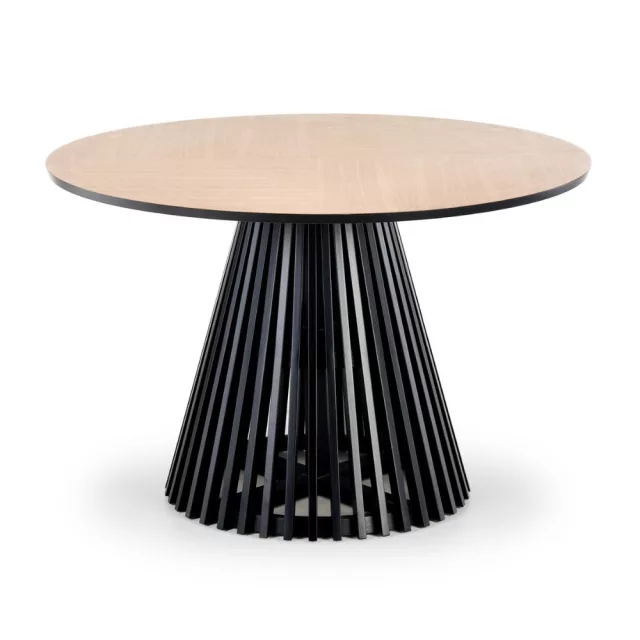 MIYAKI kerek étkezőasztal (120 cm) - natúr tölgy / fekete
