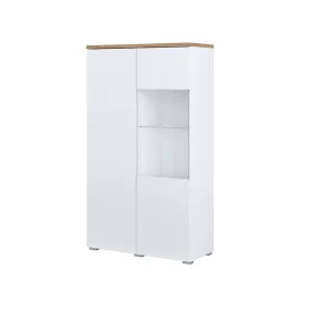 Modo vitrines szekrény (247VOJ44) - fehér/mauvella tölgy