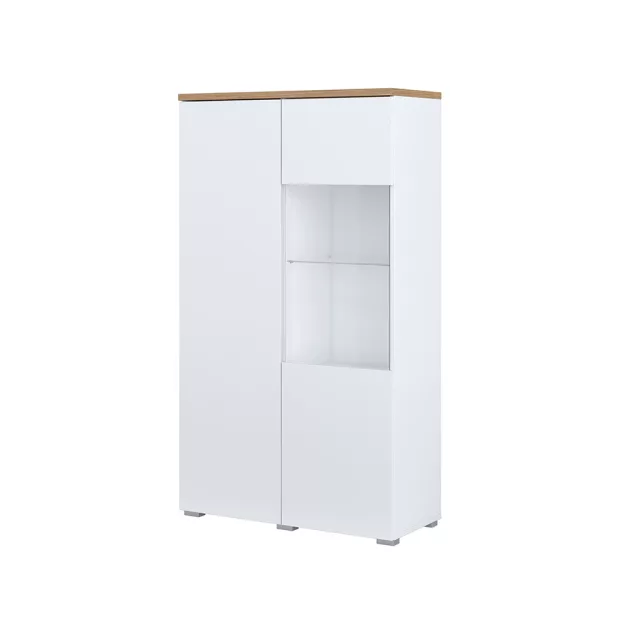 Modo vitrines szekrény (247VOJ44) - fehér/mauvella tölgy