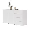 Asymetric két ajtós, négy fiókos komód (2497OA42) - fehér