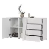 Asymetric két ajtós, négy fiókos komód (2497OA42) - fehér
