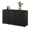 Asymetric két ajtós, négy fiókos komód (24W3OA42) -  onix fekete