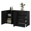 Asymetric két ajtós, négy fiókos komód (24W3OA42) -  onix fekete