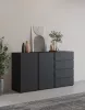 Asymetric két ajtós, négy fiókos komód (24W3OA42) -  onix fekete