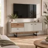 Rivendell két fiókos TV szekrény (RIVF02) - krémszürke/sötét flagstaff tölgy