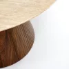 PIREUS Kerek étkezőasztal (120 cm) - travertin márvány / dió