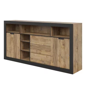   Tudor 2 ajtós, 3 fiókos tálalószekrény (24WSNZ43) - szamdal tölgy/matt fekete