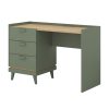Scandi három fiókos íróasztal (24GDOH03) - fakó zöld/tölgy