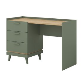   Scandi három fiókos íróasztal (24GDOH03) - fakó zöld/tölgy