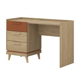   Scandi három fiókos íróasztal (24D5OH03) - téglavörös/tölgy