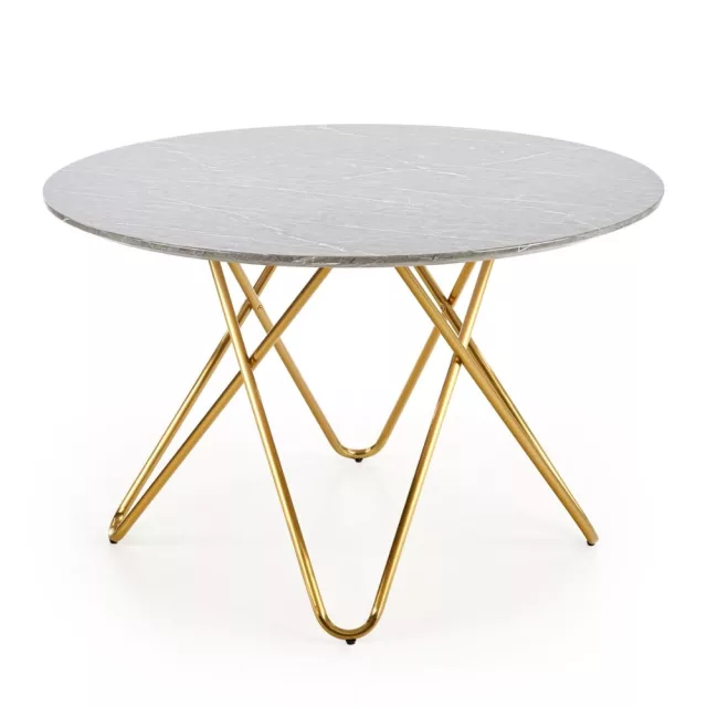 BONELLO - Kerek asztal (120 cm) hamuszürke márvány minta/arany