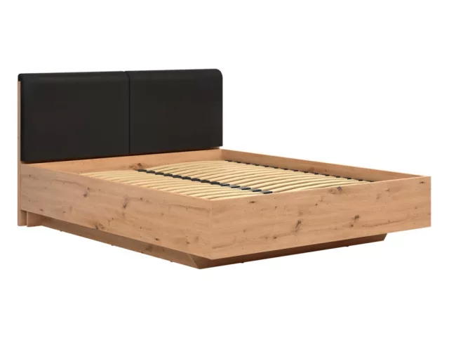 BRW LAMEA ágy 160 x 200 (ágyráccsal, ágyneműtartóval) - artisan tölgy/fekete