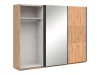 BRW LAMEA tolóajtós gardróbszekrény 270 cm, tükörrel (SZF3D/270/210/3) - artisan tölgy