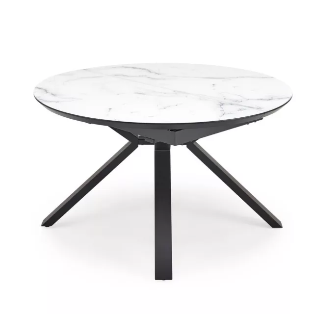 VERTIGO - Bővíthető étkezőasztal (130-180 cm) - fehér márvány minta / fekete