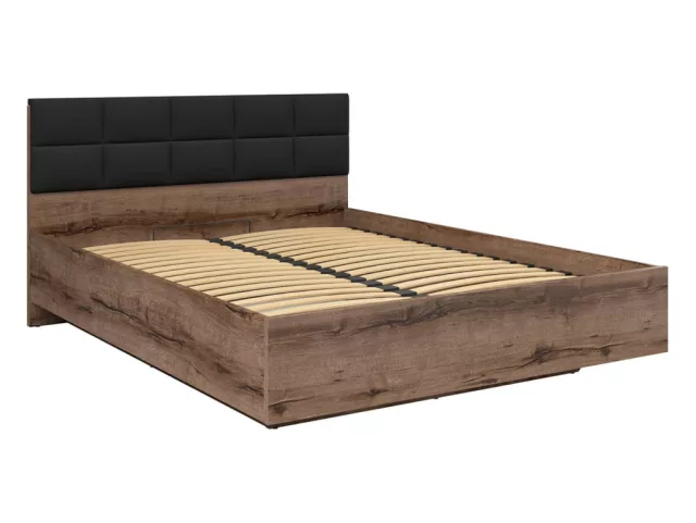 BRW Kassel B1 ágy 160x200  - kolostor tölgy/fekete tölgy