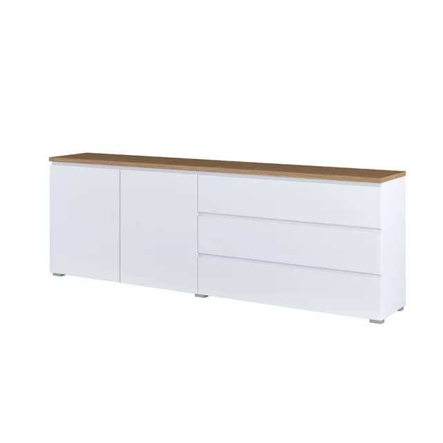 Modo két ajtós, három fiókos komód (247VOJ28) - fehér/mauvella tölgy