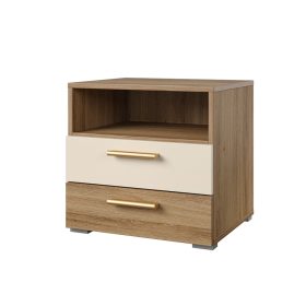  Vertina két fiókos éjjeliszekrény (24DBNH22) -  vadtölgy / bézs