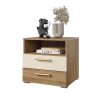 Vertina két fiókos éjjeliszekrény (24DBNH22) -  vadtölgy / bézs