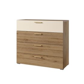 Vertina négy fiókos komód (24DBNH27) - vadtölgy/bézs