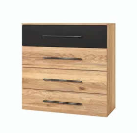   Beta négy fiókos komód (22MW1627) - mauvella tölgy/fekete