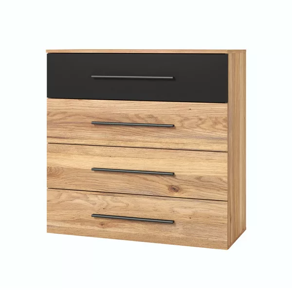 Beta négy fiókos komód (22MW1627) - mauvella tölgy/fekete