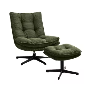KASPER relax fotel lábtartóval - sötétzöld 