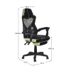 Irodai/gamer szék, fekete/zöld, teherbírás 150 kg, JORIK