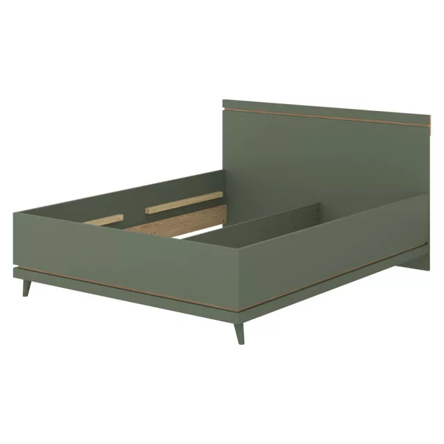 Scandi franciaágy keret 160 cm (24GDOH31) - fakó zöld/tölgy
