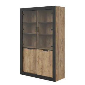   Tudor 4 ajtós vitrin (24WSNZ12) - szamdal tölgy/matt fekete