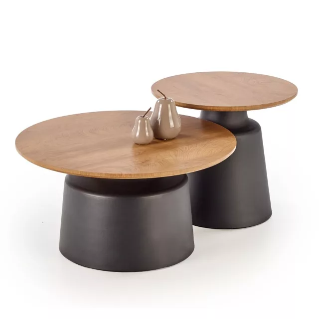 MALOMI dohányzóasztal szett - natúr / fekete