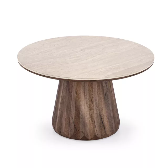 DIAVOLA kerek dohányzóasztal - travertin / dió