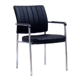 FLORIN tárgyalószék - fekete ekobőr/króm