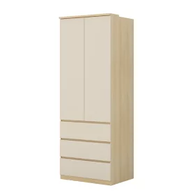   Terra két ajtós, három fiókos gardrób (24LBON68) - lindberg tölgy/sandy beige