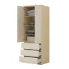 Terra két ajtós, három fiókos gardrób (24LBON68) - lindberg tölgy/sandy beige