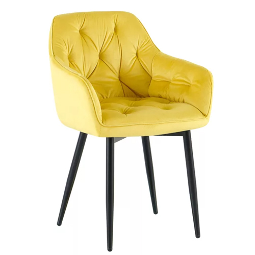 Dizájnos fotel, sárga Velvet szövet, FEDRIS 2 NEW