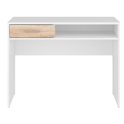 NEPO PLUS egy fiókos íróasztal - fehér/sonoma tölgy (BIU1S)