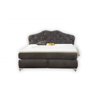 YASMIN - Boxsping ágy - 180x200 (Sötétszürke)