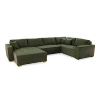 Brisse U-alakú ülőgarnitúra - kordhatású sötétzöld