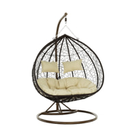 DALVEA - Kétszemélyes függőfotel - barna/krém